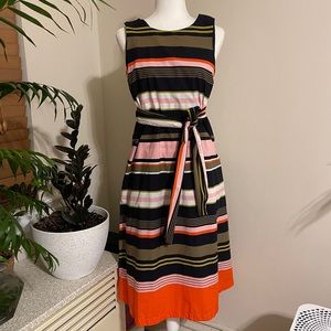 Striped cotton midi sundress Ann Taylor mod